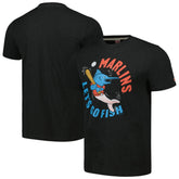 Miami Marlins Homage Doodle Collection Let's Go Fish Tri-Blend T-Shirt - Black T-shirts