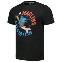 Miami Marlins Homage Doodle Collection Let's Go Fish Tri-Blend T-Shirt - Black T-shirts