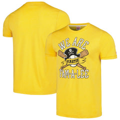 Pittsburgh Pirates Homage Doodle Collection We Are Fam-A-Lee Tri-Blend T-Shirt - Gold T-shirts