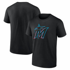 Miami Marlins Logo Athletic Official Logo T-Shirt - Black T-shirts
