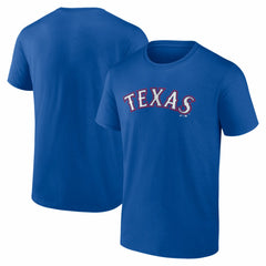 Texas Rangers Logo Athletic Wordmark T-Shirt - Royal T-shirts