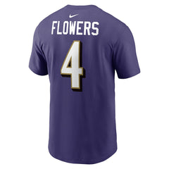 Zay Flowers Baltimore Ravens Player Name & Number T-Shirt - Purple T-shirts