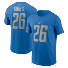 Jahmyr Gibbs Detroit Lions 2023 NFL Draft First Round Pick Player Name & Number T-Shirt - Blue T-shirts