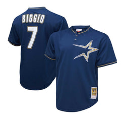 Craig Biggio Houston Astros Mitchell & Ness 1991 Cooperstown Collection Mesh Pullover Jersey - Navy Jerseys