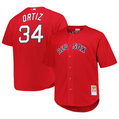 David Ortiz Boston Red Sox Mitchell & Ness Big & Tall Cooperstown Mesh Batting Practice Jersey - Red Jerseys