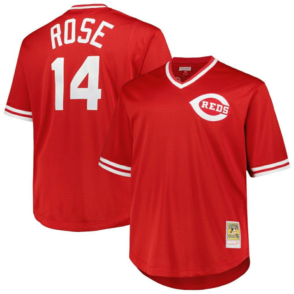 Pete Rose Cincinnati Reds Mitchell & Ness 1984 Cooperstown Collection Mesh Pullover Jersey - Red Jerseys