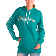 Miami Dolphins G-III 4Her by Carl Banks Women's Extra Inning Pullover Hoodie - Aqua Hoodies