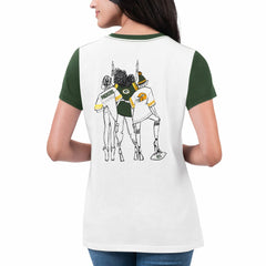 Green Bay Packers G-III 4Her by Carl Banks Women's Fashion Illustration T-Shirt - White/Green T-shirts