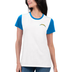Los Angeles Chargers G-III 4Her by Carl Banks Women's Fashion Illustration T-Shirt - White/Powder Blue T-shirts