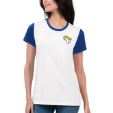 Los Angeles Rams G-III 4Her by Carl Banks Women's Fashion Illustration T-Shirt - White/Royal T-shirts