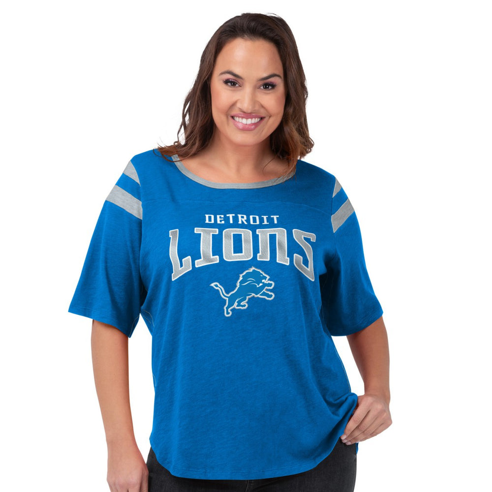Detroit Lions G-III 4Her by Carl Banks Women's Plus Size Linebacker T-Shirt - Royal T-shirts