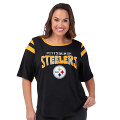 Pittsburgh Steelers G-III 4Her by Carl Banks Women's Plus Size Linebacker T-Shirt - Black T-shirts