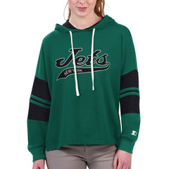 New York Jets Starter Women's Bump And Run Long Sleeve Hoodie T-Shirt - Green Hoodies