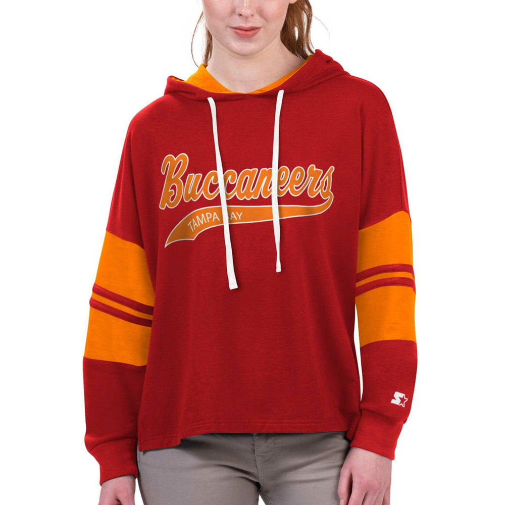 Tampa Bay Buccaneers Starter Women's Bump And Run Long Sleeve Hoodie T-Shirt - Red Hoodies