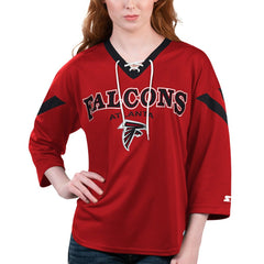 Atlanta Falcons Starter Women's Rally Lace-Up 3/4 Sleeve T-Shirt - Red T-shirts