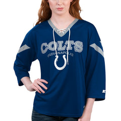 Indianapolis Colts Starter Women's Rally Lace-Up 3/4 Sleeve T-Shirt - Royal T-shirts