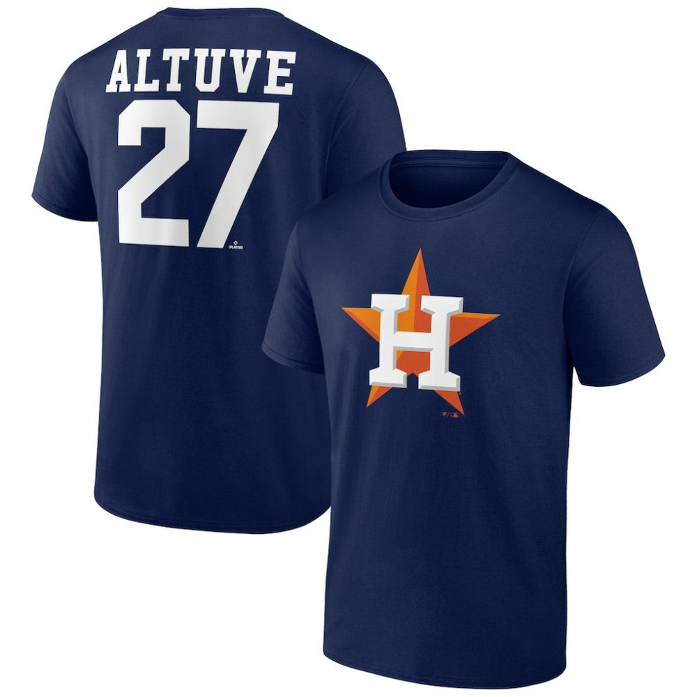 Jose Altuve Houston Astros Player Icon Name & Number T-Shirt - Navy T-shirts