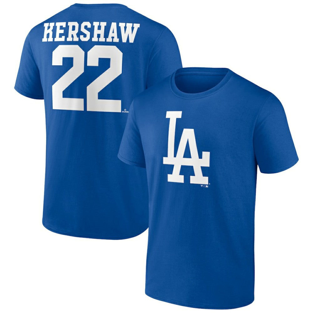 Clayton Kershaw Los Angeles Dodgers Player Icon Name & Number T-Shirt - Royal T-shirts