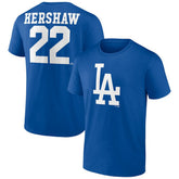 Clayton Kershaw Los Angeles Dodgers Player Icon Name & Number T-Shirt - Royal T-shirts