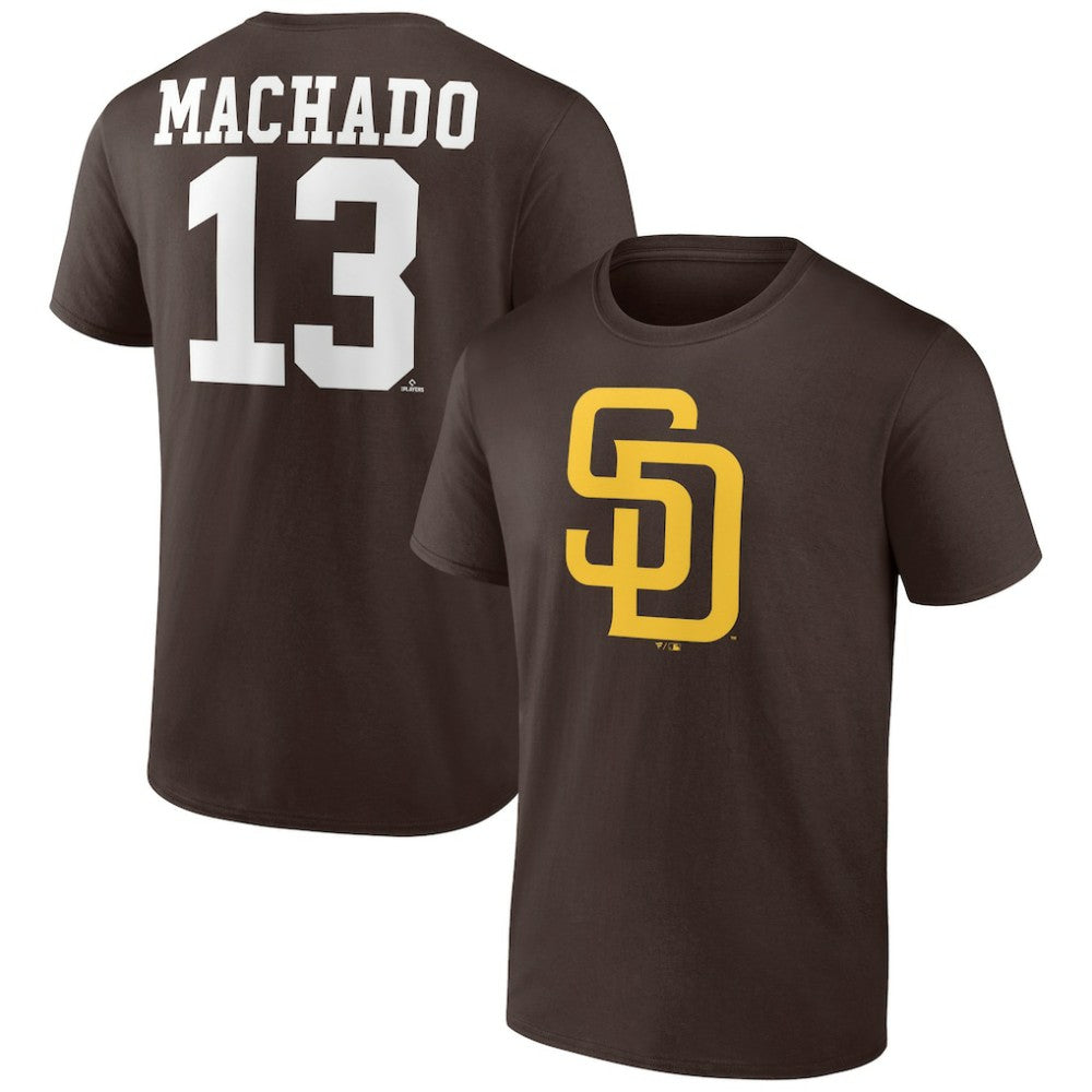 Manny Machado San Diego Padres Player Icon Name & Number T-Shirt - Brown T-shirts