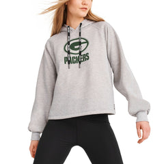 Green Bay Packers DKNY Sport Women's Debbie Dolman Raglan Pullover Hoodie - Heather Gray Hoodies