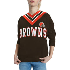 Cleveland Browns Tommy Hilfiger Women's Heidi Raglan V-Neck Sweater - Brown