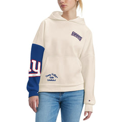 New York Giants Tommy Hilfiger Women's Harriet Pullover Hoodie - Cream/Royal Hoodies