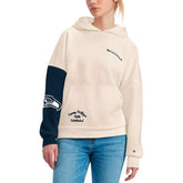 Seattle Seahawks Tommy Hilfiger Women's Harriet Pullover Hoodie - Cream/Navy Hoodies