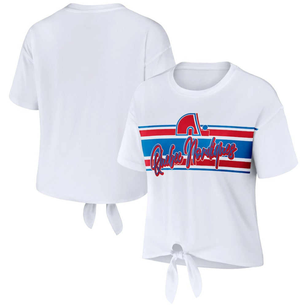 Colorado Avalanche WEAR by Erin Andrews Women's Front Knot T-Shirt - White | US 200116097