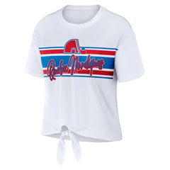 Colorado Avalanche WEAR by Erin Andrews Women's Front Knot T-Shirt - White | US 200116097