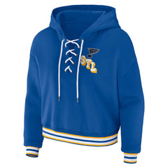 St. Louis Blues WEAR by Erin Andrews Women's Lace-Up Pullover Hoodie - Blue | US 200116125