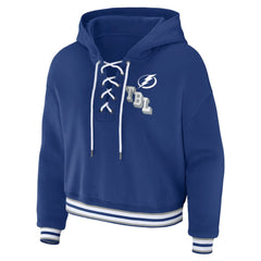 Tampa Bay Lightning WEAR by Erin Andrews Women's Lace-Up Pullover Hoodie - Blue | US 200116127