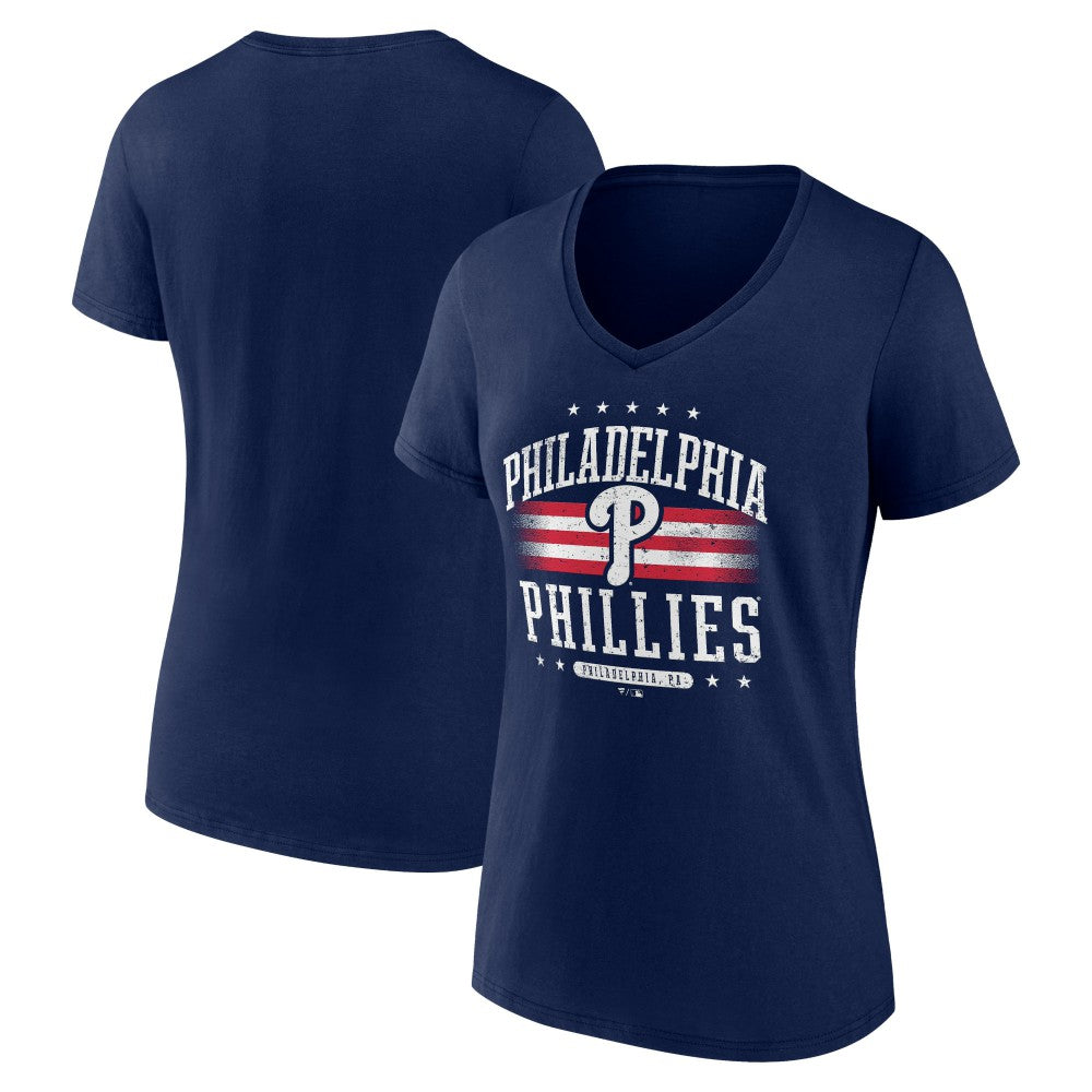 Philadelphia Phillies Women's Americana Team V-Neck T-Shirt - Navy T-shirts