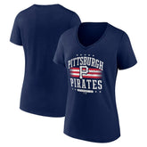 Pittsburgh Pirates Women's Americana Team V-Neck T-Shirt - Navy T-shirts