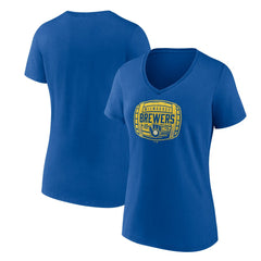 Milwaukee Brewers Women's Hometown Collection Barrel V-Neck T-Shirt - Royal T-shirts