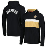 New Orleans Saints Tommy Hilfiger Morgan Long Sleeve Hoodie T-Shirt - Black Hoodies