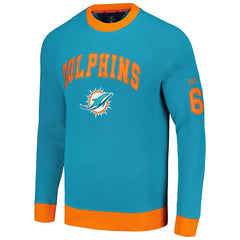 Miami Dolphins Tommy Hilfiger Reese Raglan Tri-Blend Pullover Sweatshirt - Aqua Pullover