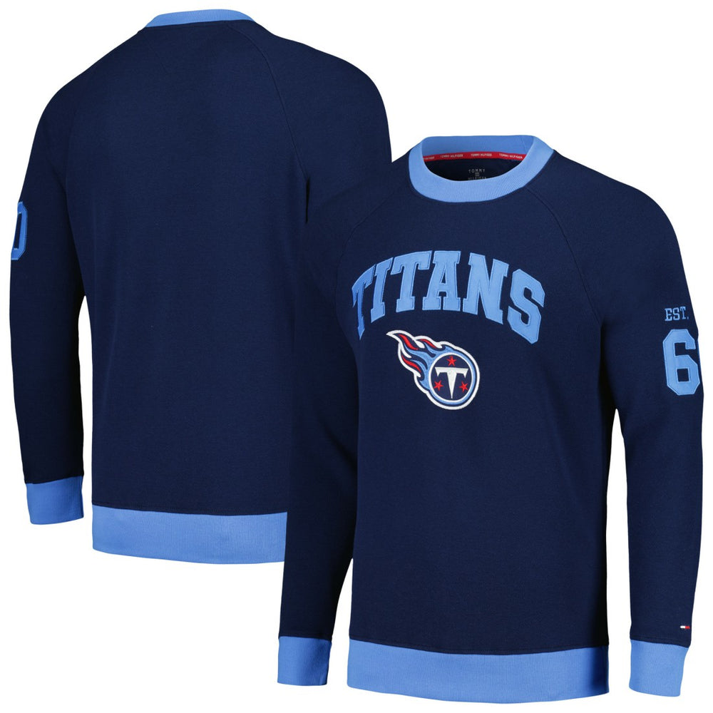 Tennessee Titans Tommy Hilfiger Reese Raglan Tri-Blend Pullover Sweatshirt - Navy Pullover