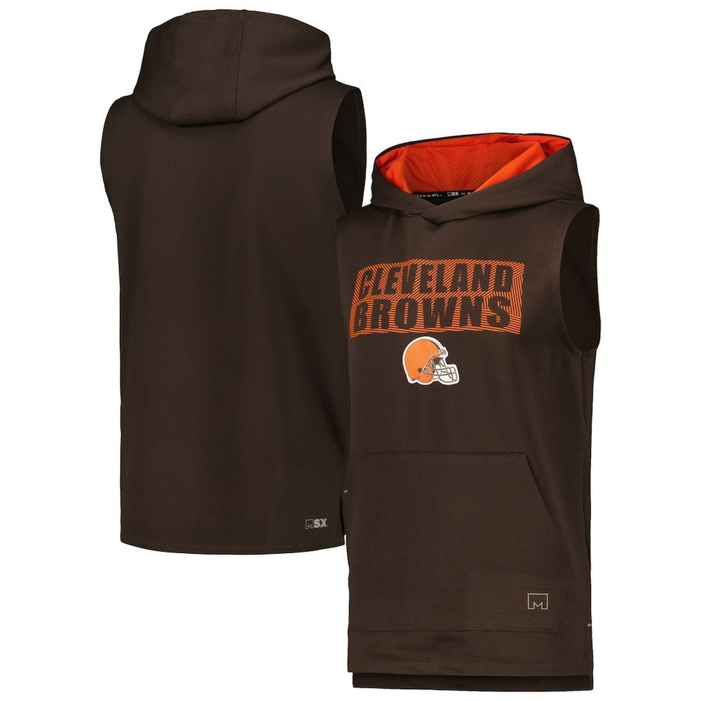 Cleveland Browns MSX by Michael Strahan Marathon Sleeveless Pullover Hoodie - Brown Hoodies