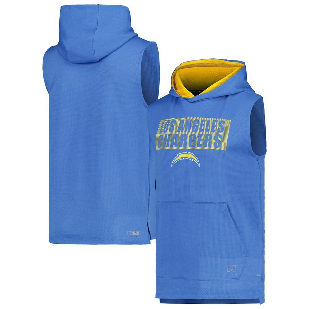Los Angeles Chargers MSX by Michael Strahan Marathon Sleeveless Pullover Hoodie - Powder Blue Hoodies