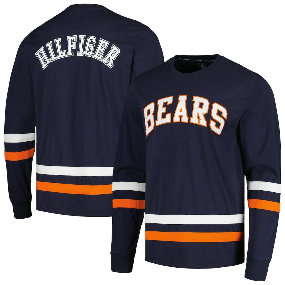 Chicago Bears Tommy Hilfiger Nolan Long Sleeve T-Shirt - Navy/Orange T-shirts