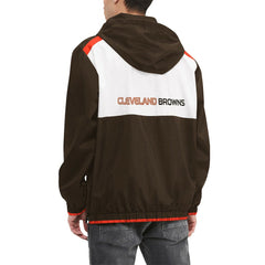 Cleveland Browns Tommy Hilfiger Carter Half-Zip Hooded Top - Brown/White Tops