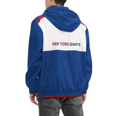 New York Giants Tommy Hilfiger Carter Half-Zip Hooded Top - Royal/White Tops