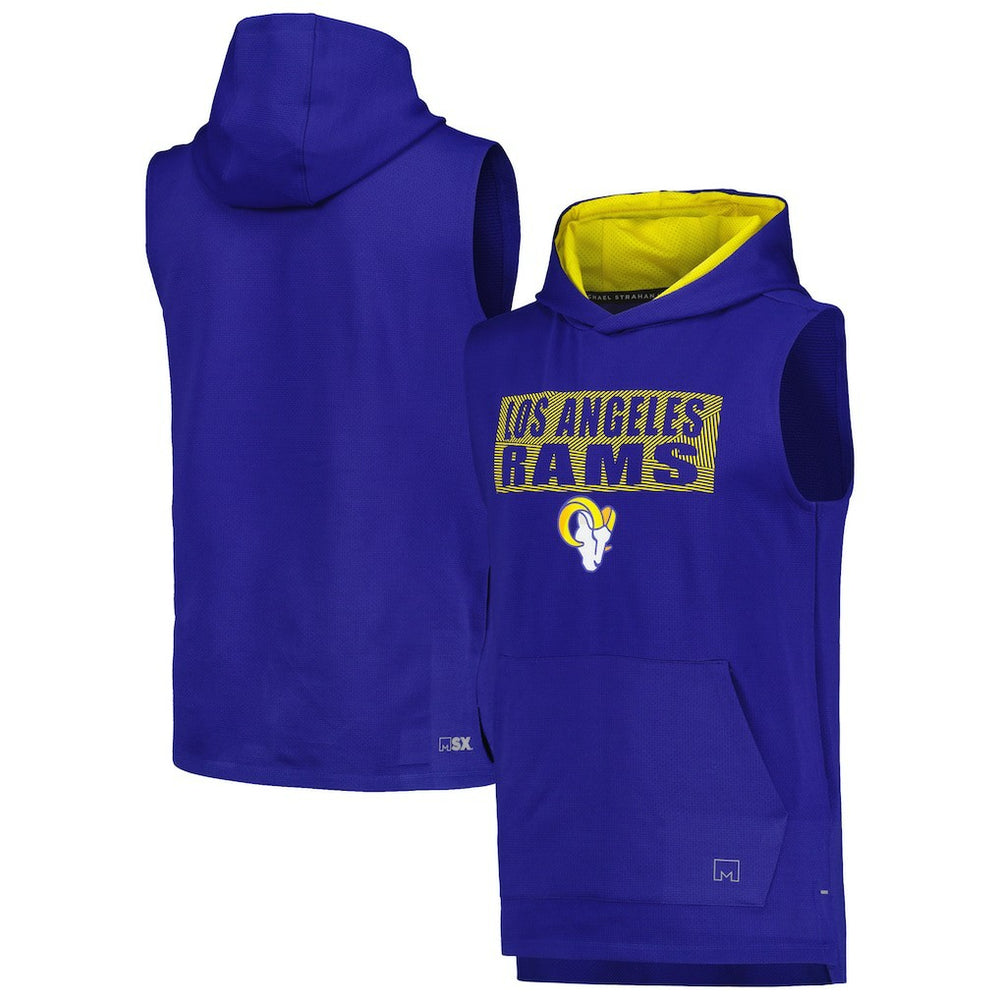 Los Angeles Rams MSX by Michael Strahan Marathon Sleeveless Pullover Hoodie - Royal Hoodies