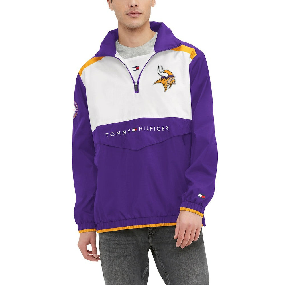 Minnesota Vikings Tommy Hilfiger Carter Half-Zip Hooded Top - Purple/White Tops