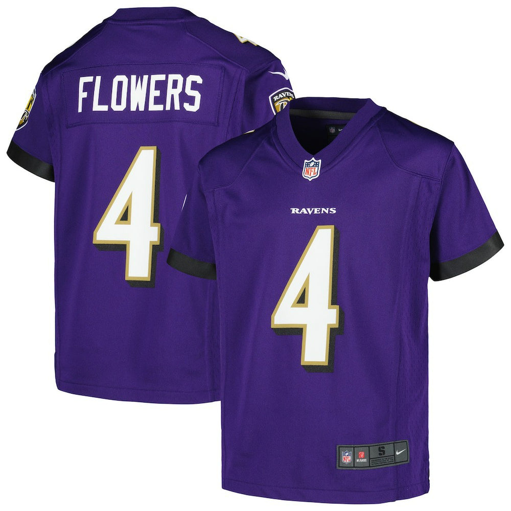 Zay Flowers Baltimore Ravens Youth Game Jersey - Purple Jerseys