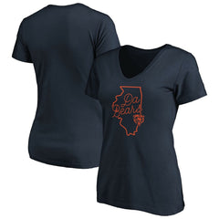 Chicago Bears Women's Script V-Neck T-Shirt - Navy T-shirts