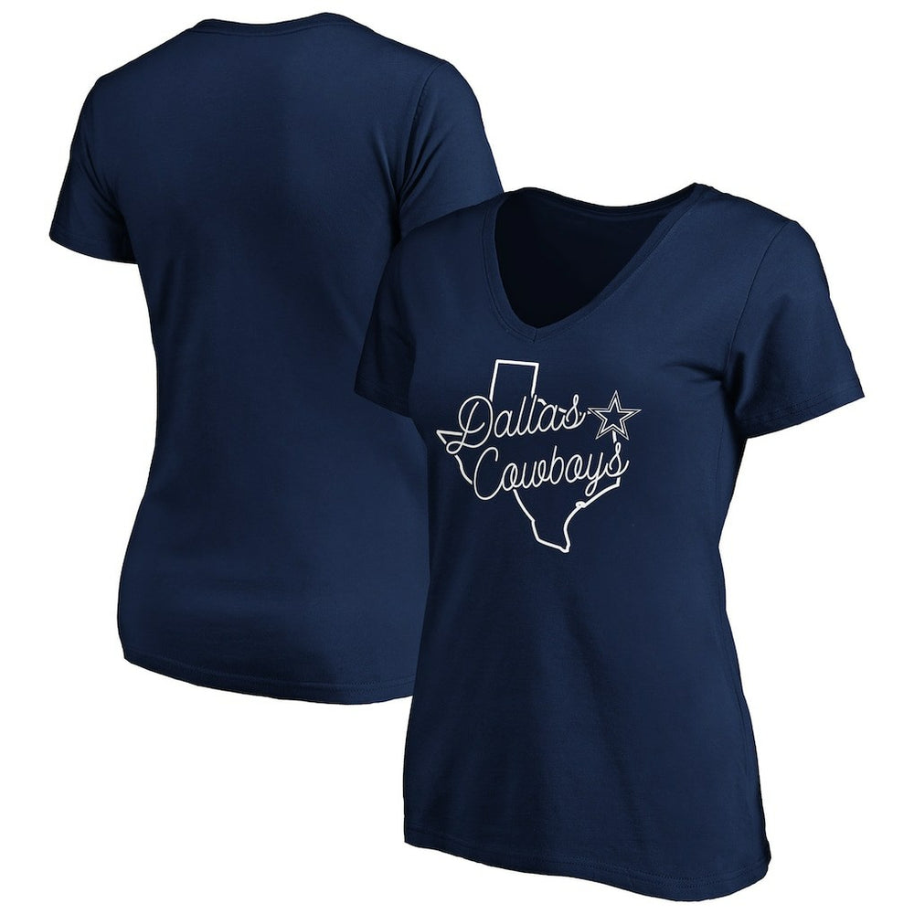 Dallas Cowboys Women's Script V-Neck T-Shirt - Navy T-shirts
