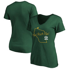 Green Bay Packers Women's Script V-Neck T-Shirt - Green T-shirts