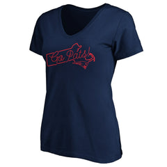 New England Patriots Women's Script V-Neck T-Shirt - Navy T-shirts
